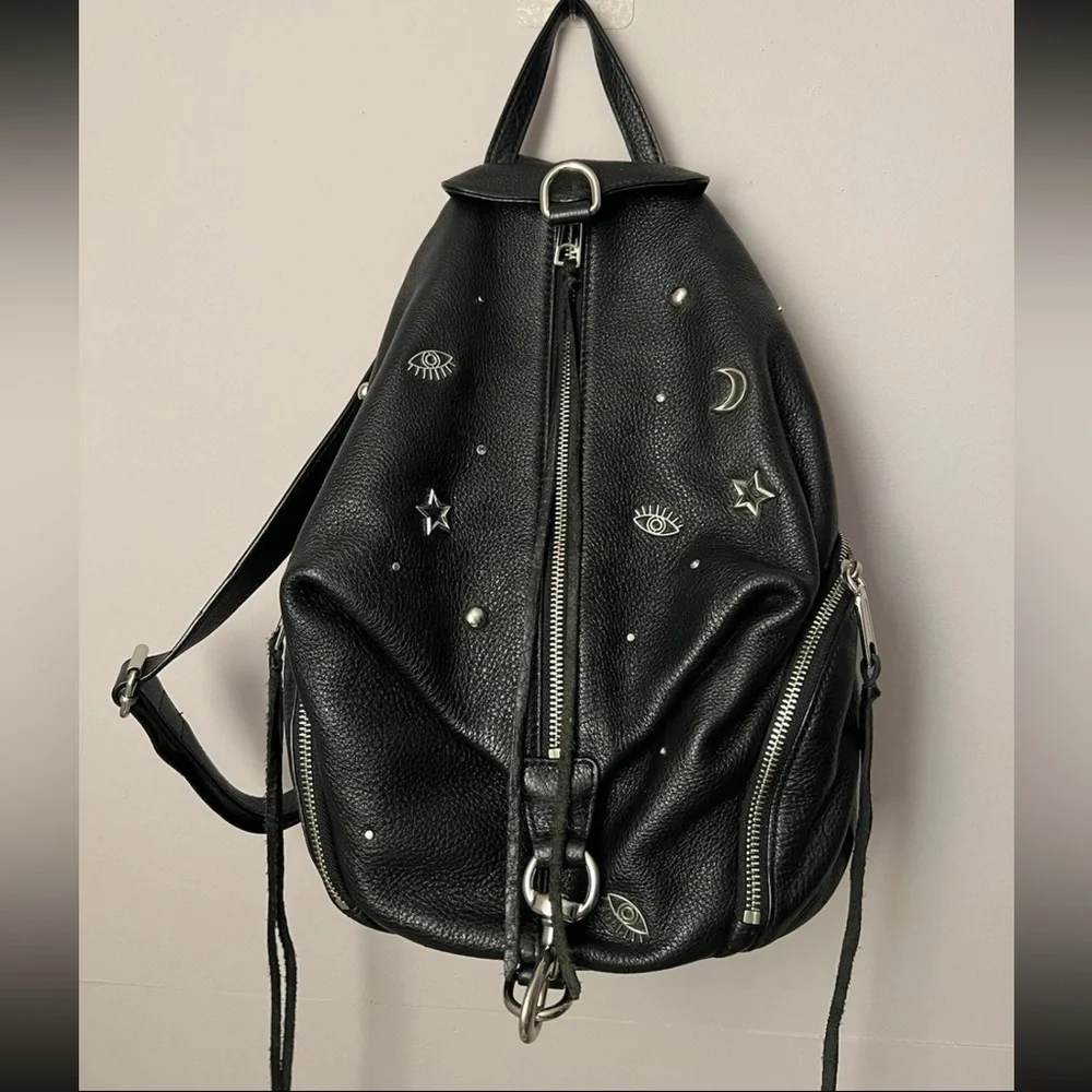 Rebecca Minkoff Black Leather Studded Star & Eye Backpack